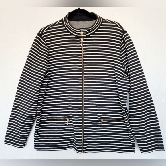 LAUREN Ralph Lauren Women's Two Faced Reversible Striped Jacket Cotton 2X - Picture 2 of 16